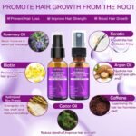 Rosemary Oil Hair Growth Serum W/Rosemary Water & Rice Water Spray Hair Growth,Biotin Castor Oil Argan Oil Caffeine Keratin Reduce Hair Loss,Restore Dry Damaged Hair Regrowth Treatments for Women Men - Image 3