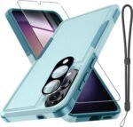 Case for Samsung Galaxy S25 Edge, Full Body Heavy Duty Rugged Shockproof Protective Phone Cover with Lanyard Strap, Tempered Glass Screen Protector and Camera Lens Cover, Mint Green