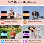 Smart Watch Women Men, 1.85’’ Reloj Inteligente para mujer hombre, Make/ Answer Call, Health Monitor/Blood Pressure, 110+ Sports Modes, Voice Control, IP68 Waterproof Compatible with Android & iPhone - Image 3