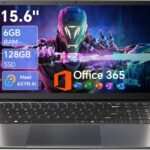 15.6 Inch Laptop with AI, Office 365, 6GB RAM 128GB SSD, Quad-Core Processor, Win 11 Home Laptops Computer, IPS FHD, 180°Viewing, Type-C, WiFi 5, BT4.2, Portable Thin Laptops - Gray
