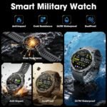 Joautrial Military Smart Watch for Men with GPS, 1.43" AMOLED Bluetooth Call, LED Flashlight, Rugged Tactical Watch for Android iOS, 3ATM Waterproof Fitness Tracker with Heart Rate Pedometer (Black) - Image 3