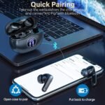 Wireless Earbuds, Bluetooth 5.3 Headphones HiFi Stereo 50H Playback LED Digital Display Ear Buds with ENC Noise Canceling Headset, IPX7 Waterproof Earphones for Gym/Running/Work(Black) - Image 2