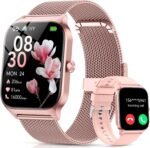 Smart Watch for Women, Answer/Make Call/AI Voice,1.85" HD Smartwatch Compatible for iPhone/Samsung/Android,120+Sport Modes Fitness Tracker with Heart Rate/Sleep Monitor, IP68Waterproof (2 Bands)