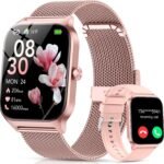 Smart Watch for Women, Answer/Make Call/AI Voice,1.85" HD Smartwatch Compatible for iPhone/Samsung/Android,120+Sport Modes Fitness Tracker with Heart Rate/Sleep Monitor, IP68Waterproof (2 Bands)