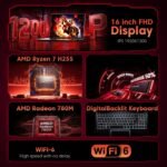 Gaming Laptop with AMD Ryzen 7 H255 (up to 4.9GHz),24GB DDR5 512GB NVMe SSD | 16 inch Laptop with AMD Radeon 780M,Backlit KB,Windows 11,1920x1200 FHD,WiFi 6,Full Function Type-C,Beat R9 6900HX - Image 2