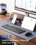 Foldable Keyboard and Mouse, Samsers Folding Bluetooth Keyboard Combo, 2.4G + BT5.0 x 2, Full-Size Portable Travel Keyboard & Rechargeable Wireless Mouse for Windows Android iOS Mac OS, Elegant Black - Image 2