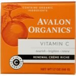 Avalon Organics Skin Moisturizer with Vitamin C, 1.7 Oz, Dermatologist Tested, Plant-Based Formula, Cruelty-Free
