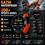 Smart Watch for Men with GPS, 1.46" AI Smartwatch, BT Call/Text Reply, Heart Rate/Sleep Monitor/Health Analysis, 100+ Sports Modes, 5ATM Waterproof Fitness Tracker for Android iOS – 2 Bands - Image 7