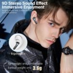 Wireless Earbuds, Bluetooth 5.3 Headphones HiFi Stereo 50H Playback LED Digital Display Ear Buds with ENC Noise Canceling Headset, IPX7 Waterproof Earphones for Gym/Running/Work(Black) - Image 5
