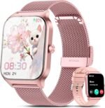 Smart Watch Women Men, 1.85’’ Reloj Inteligente para mujer hombre, Make/ Answer Call, Health Monitor/Blood Pressure, 110+ Sports Modes, Voice Control, IP68 Waterproof Compatible with Android & iPhone