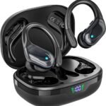 HAOYUYAN Wireless Earbuds, Sports Bluetooth Headphones, 80Hrs Playtime Ear Buds with LED Power Display, Noise Canceling Headset, IPX7 Waterproof Earphones for Workout/Running（Black）