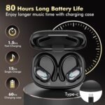 HAOYUYAN Wireless Earbuds, Sports Bluetooth Headphones, 80Hrs Playtime Ear Buds with LED Power Display, Noise Canceling Headset, IPX7 Waterproof Earphones for Workout/Running（Black） - Image 2
