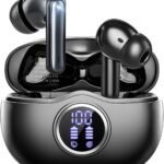 Wireless Earbuds, Bluetooth 5.3 Headphones HiFi Stereo 50H Playback LED Digital Display Ear Buds with ENC Noise Canceling Headset, IPX7 Waterproof Earphones for Gym/Running/Work(Black)