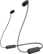 Sony WI-C100 Wireless in-Ear Bluetooth Headphones with Built-in Mic, Black | Up to 25 Hrs of Battery, Clear Hands-Free Calling, Easy Button Operation, Flexible Neckband, IPX4 Water Resistant