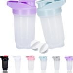 Shaker Bottle Protein Shakes Cup and 10-Ounce/300ML Shaker-Bottle with Whisk Balls, Protein Shaker- Bottles Set, Non-BPA plastic(Bule+Purple(2PCS))