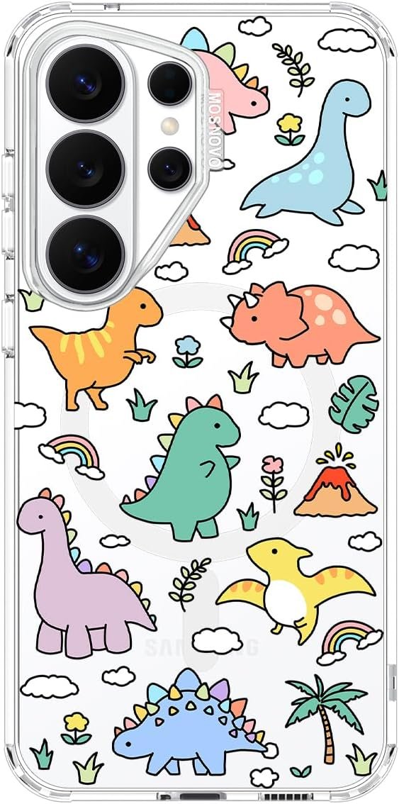 612XCQS0MmL._AC_SL1200_.jpg MOSNOVO for Samsung Galaxy S26 Ultra Clear Case, Fit for MagSafe, 6.6ft Military-Grade Shockproof Magnetic Protective Phone Cover,Dinosaur Land - Image 1