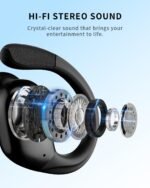 Active Noise Cancelling Ear Buds Wireless Earbuds 90H Playtime Bluetooth Headphones Stereo Bass Over-Ear Hooks Earphones with Power Display Case IPX7 Waterproof Headset for Workout/Running, Black - Image 5