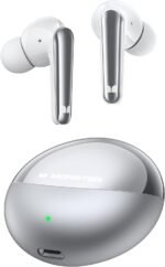 Monster N-Lite 203 AirLinks Wireless Earbuds, Bluetooth 5.3 Headphones HiFi Stereo, Wireless Earphones with 30H Playback, Type-C Charging, HD Clear Call, Touch Control, IPX6 in-Ear Earbuds, Silver