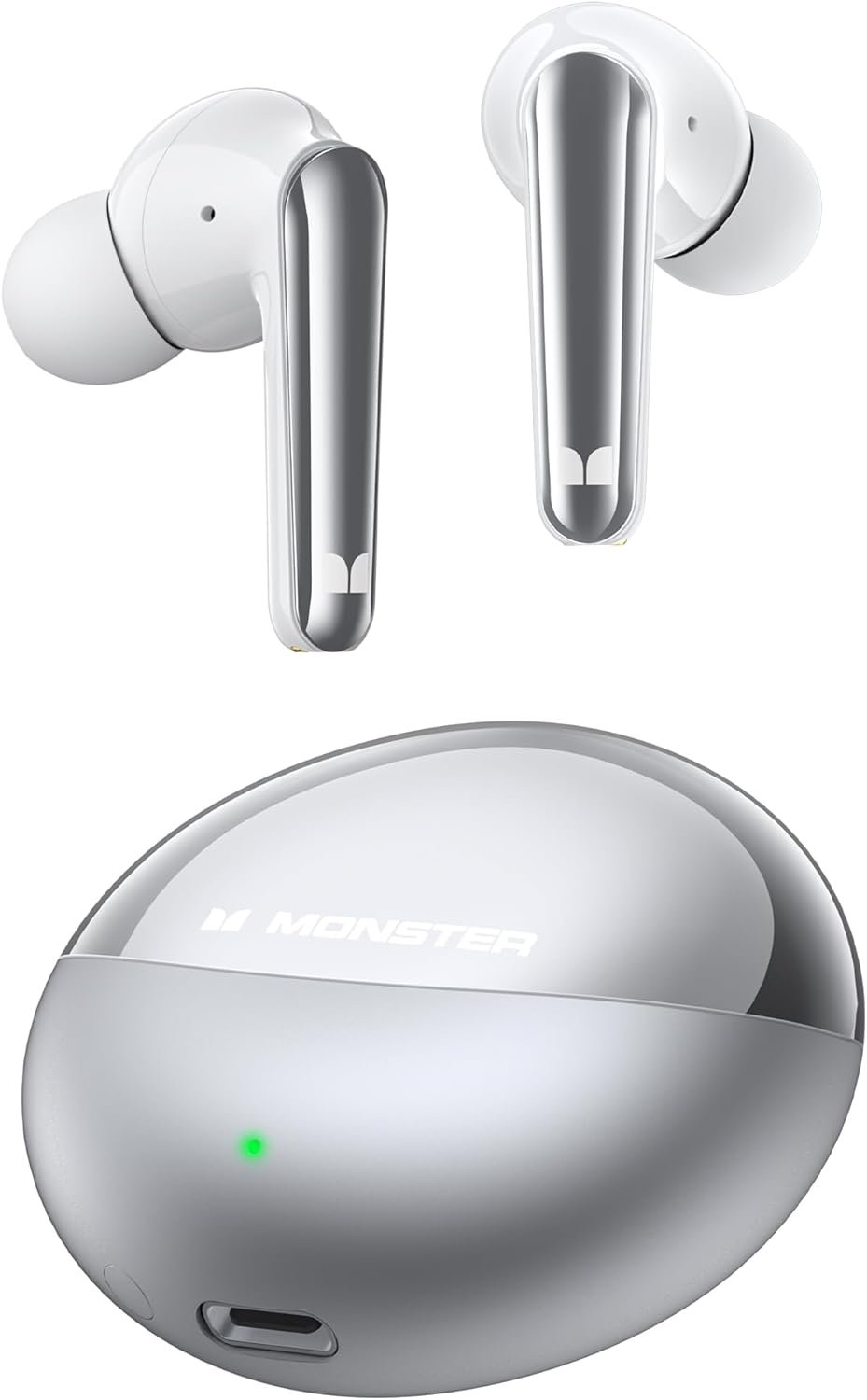 6165ChMI1xL._AC_SL1500_.jpg Monster N-Lite 203 AirLinks Wireless Earbuds, Bluetooth 5.3 Headphones HiFi Stereo, Wireless Earphones with 30H Playback, Type-C Charging, HD Clear Call, Touch Control, IPX6 in-Ear Earbuds, Silver - Image 1