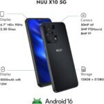 NUU X10 5G Unlocked Smartphone, Android 16, 128GB, All Carriers, Black - Image 7