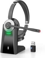Wireless Headset with Microphone, AI Noise Cancelling Headset for Office | V6.0 Bluetooth Headset with Mute & Charging Base, Computer Headphones 36H Work, Call Center/PC/Phone/Laptop/Teams