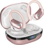 HAOYUYAN Wireless Earbuds, Sports Bluetooth Headphones, 80Hrs Playtime Ear Buds with LED Power Display, Noise Canceling Headset, IPX7 Waterproof Earphones for Workout/Running（Rose Gold）