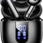 Wireless Earbuds, Bluetooth5.4 Headphones with Deep Bass Stereo, 48H Playback Ear Buds with LED Power Display, Lightweight, IPX7, in-Ear Earphones with Mic for iPhone/Android, Pad