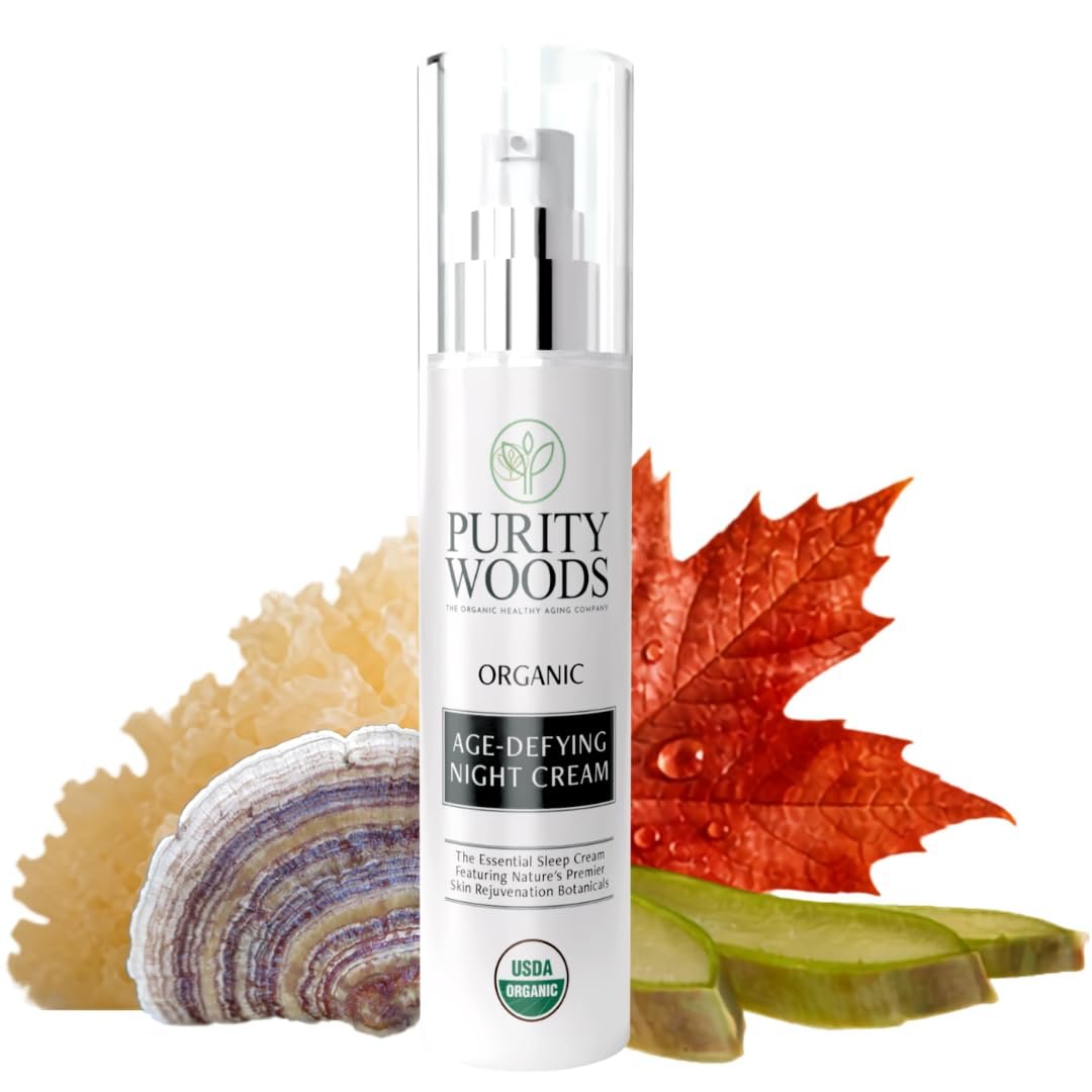 61UUXIcl1iL._SL1080_.jpg Purity Woods Night Cream, Age-Defying, Anti Aging Cream, Night Moisturizer | Facial Night Creams, Nighttime Deep Wrinkle Cream, USDA Organic Skincare, All Skin Types, Overnight Cream for Mature Women - Image 1