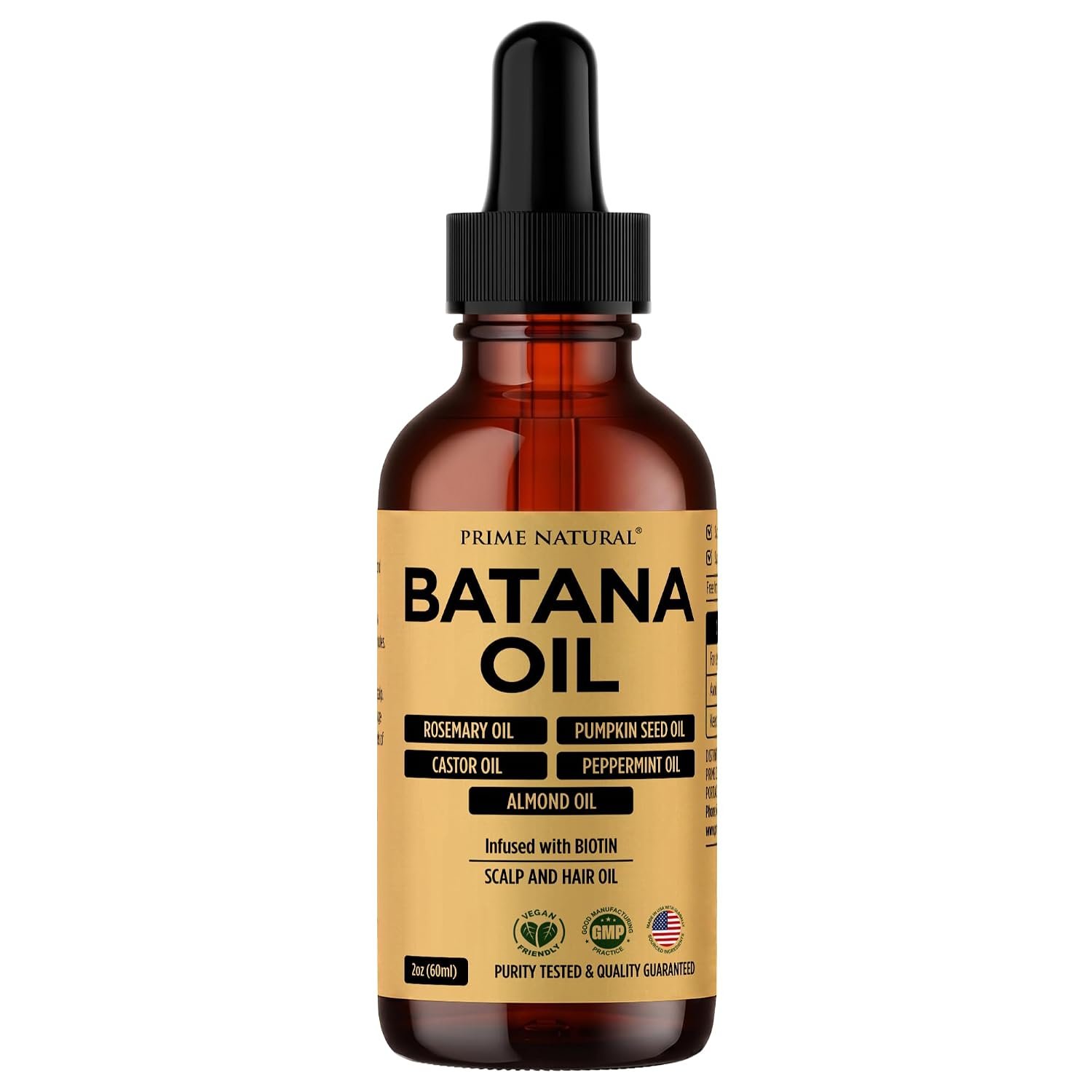 61YeV6yb0L._SL1500_.jpg PRIME NATURAL Hair Oil - Batana, Rosemary, Pumpkin Seed, Castor, Almond & Peppermint Oil - Biotin Infused Frizzy & Dry Scalp Care - 2oz - Image 1