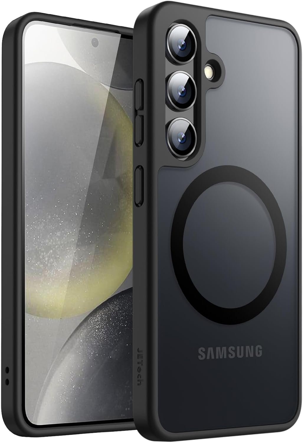 61lrJ9MTbbL._AC_SL1500_.jpg JETech Magnetic Case for Samsung Galaxy S24, Black | Compatible with MagSafe, Translucent Matte Back, Shockproof Protection - Image 1