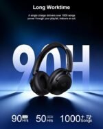 Hybrid Active Noise Cancelling Headphones, Over-Ear Bluetooth Headphone with Hi-Res Audio, 90H Playtime, Deep Bass, Transparency Mode, Foldable Comfort Cups, Graduation Gifts for Travel Office - Black - Image 5