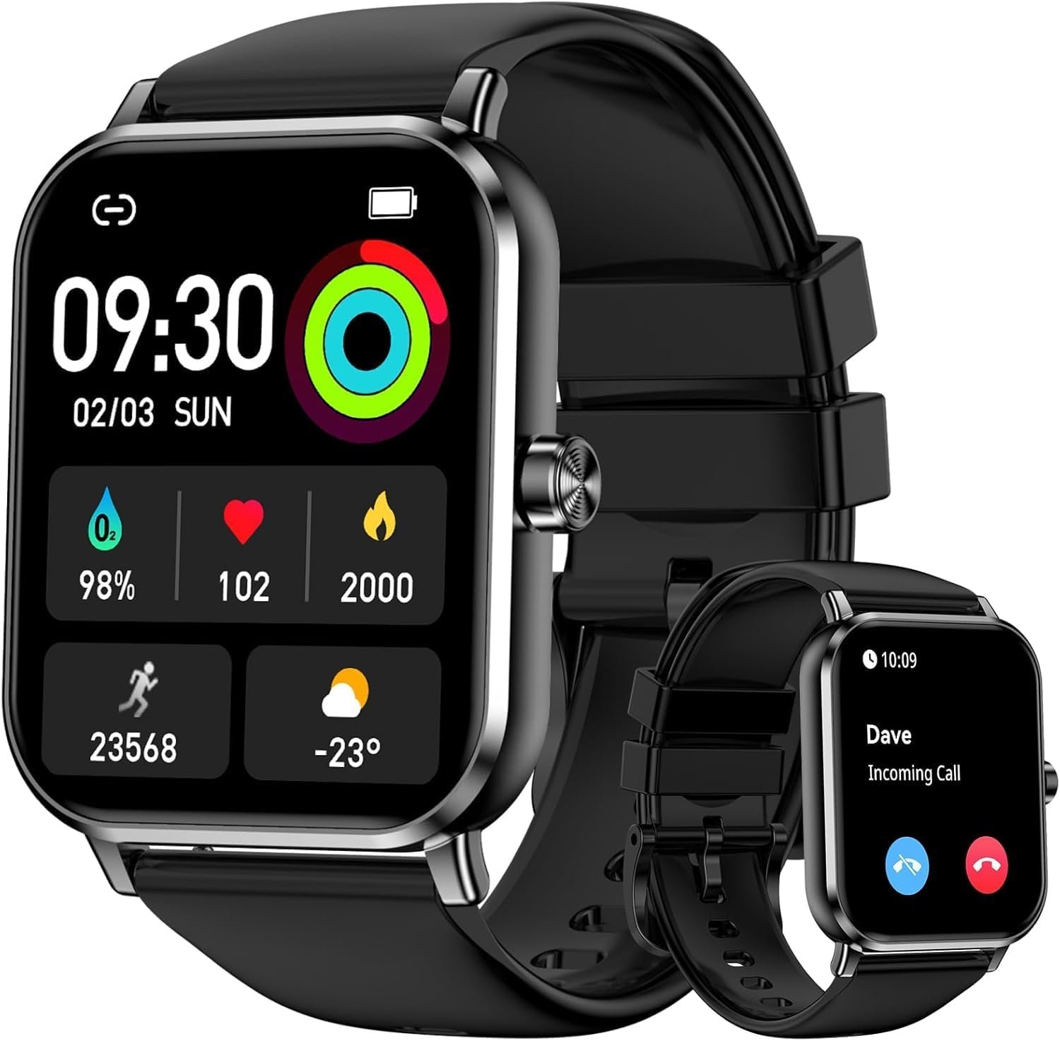 61v2c9Z0MeL._AC_SL1500_.jpg Smart Watch for Men Women, 1.83" HD Touchscreen Fitness Tracker, Smartwatch with Bluetooth Calling, 130+ Sports Modes, Heart Rate Sleep Step Monitor, IP68 Waterproof, Compatible with iOS & Android - Image 1