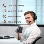Trucker Bluetooth Headset V5.0, Wireless Headset with Noise Canceling&Mute Microphone for Cell Phones, On Ear Bluetooth Headphone for Computer, Zoom Meetings, Skype, Home Office - Image 5