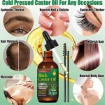 3 Pack Jamaican Black Castor Oil in Glass Bottle, 100% Pure Castor Oil Organic Cold Pressed for Hair Growth, Eyelashes, Eyebrows, Face Moisturizer & Deep Full Body Skin Hydration,Hexane Free - Image 8