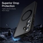 JETech Magnetic Case for Samsung Galaxy S24, Black | Compatible with MagSafe, Translucent Matte Back, Shockproof Protection - Image 4