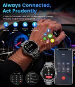 1.53'' Smart Watches for Men with 1000mAh Battery/Flashlight, Military Smart Watch with 120+ Sports Modes, Heart Rate/Sleep Monitor/IP68 Waterproof, Fitness Tracker for Android iOS, Black - Image 5