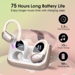 Aptkdoe Wireless Earbuds 75H Bluetooth 5.4 Sport Headphones with Earhooks | IPX7 Waterproof In-ear Buds Feature ENC Noise Cancelling Mic. Stereo Sound Device for Gym Running Workout, Rose Gold - Image 2