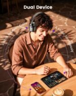 Active Noise Cancelling Headphones,78H Over Ear Headset | Bluetooth 6.0,Hi-Res,Low Latency,Foldable Bluetooth Headphones,Ideal for Travel,Workout,Office,Cellphone PC,Deep Black - Image 8