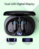 GNMN Active Noise Cancelling Ear Buds Wireless Earbuds 96hrs Playback Bluetooth Headphones Dual Battery Display Stereo Bass Earphones with Earhooks Microphone IPX7 Waterproof for Sports/Runing/Workout - Image 4