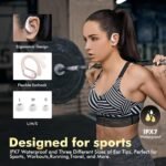 HAOYUYAN Wireless Earbuds, Sports Bluetooth Headphones, 80Hrs Playtime Ear Buds with LED Power Display, Noise Canceling Headset, IPX7 Waterproof Earphones for Workout/Running（Rose Gold） - Image 5