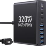 320W USB C Charger Block, MGRNPONY 10-Port GaN USB C Charging Station Black | PD 65W Laptop Fast Charger Adapter for MacBook Pro/Air, DELL, iPad, iPhone, Samsung Galaxy