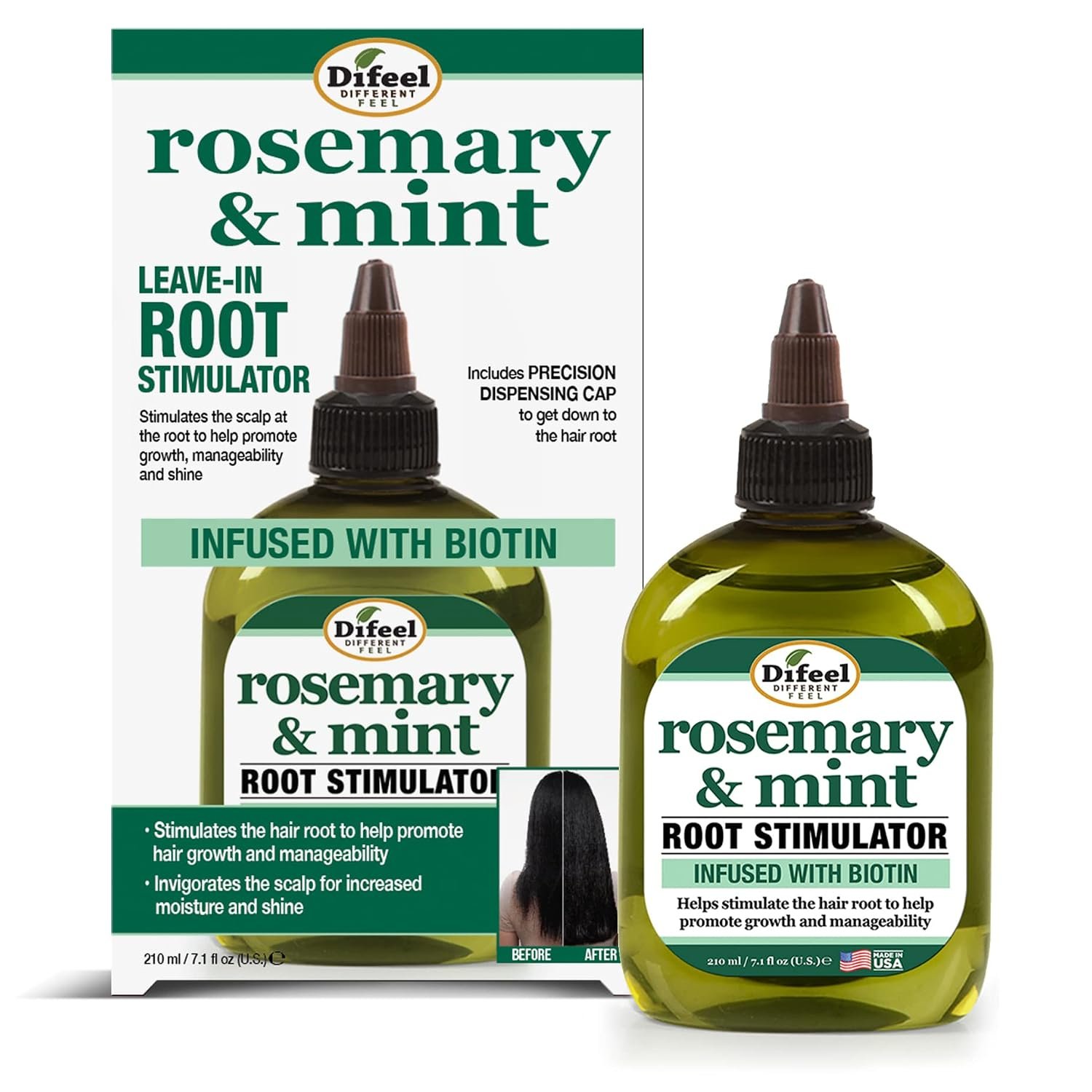 71AyyjgzPNL._SL1500_.jpg Difeel Rosemary and Mint Root Stimulator Oil with Biotin for Hair Growth, 7.1 oz. - Hair Growth Scalp Treatment - Image 1
