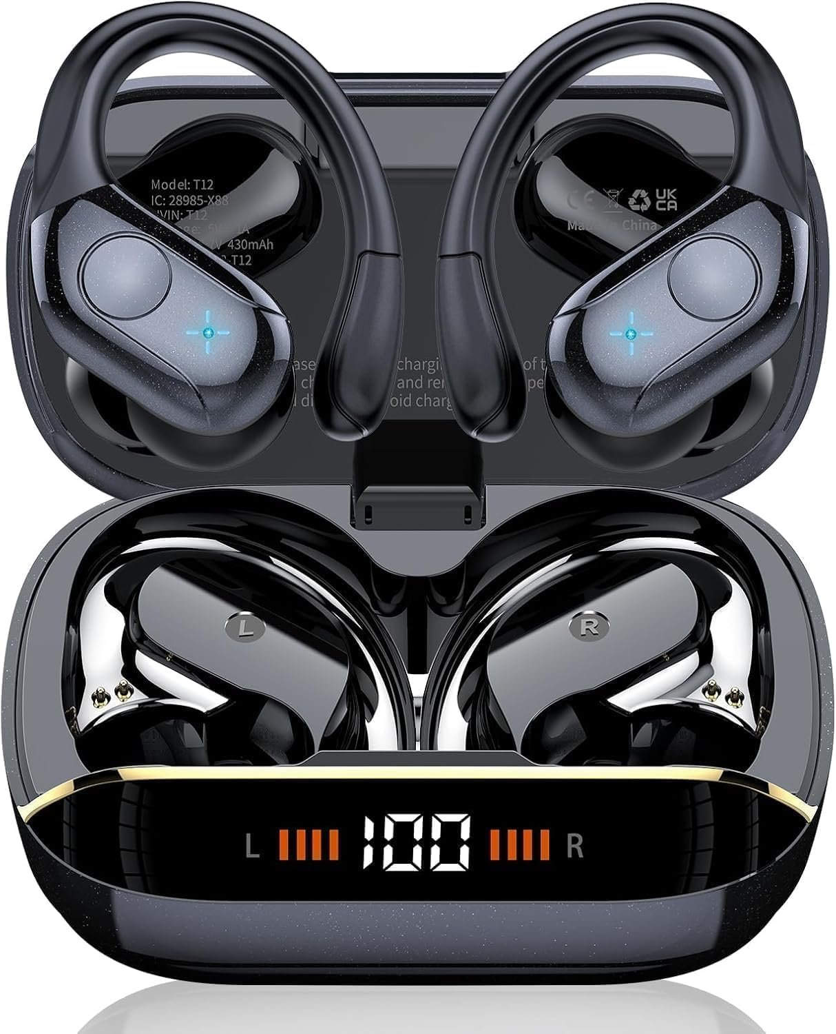 71DRlJoklnL._AC_SL1500_.jpg Qecnato 75H Sports Wireless Earbuds Bluetooth 5.4 Headphones Stereo, Black - Image 1
