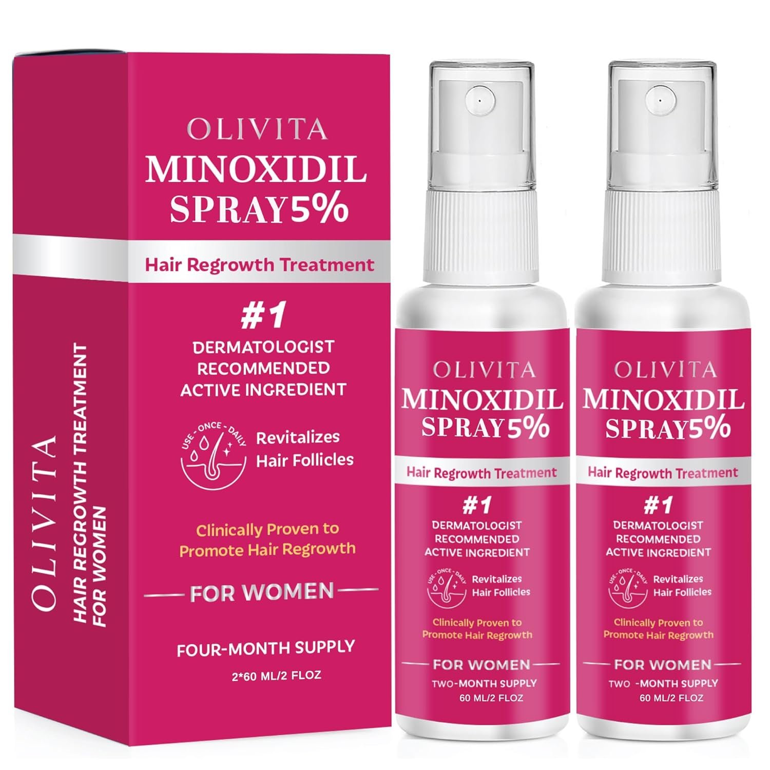 71EnNOr3wHL._SL1500_.jpg 5% Minoxidil Spray for Women Hair Growth: Extra Strength Hair Regrowth Treatment – Revitalize Hair Follicles & Regrow Thicker, Fuller Hair – Hair Loss Solution - 2 Packs - Image 1