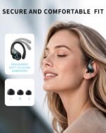 Active Noise Cancelling Ear Buds Wireless Earbuds 90H Playtime Bluetooth Headphones Stereo Bass Over-Ear Hooks Earphones with Power Display Case IPX7 Waterproof Headset for Workout/Running, Black - Image 4