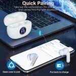 Wireless Earbuds, Bluetooth 5.3 Headphones HiFi Stereo 50H Playback LED Digital Display Ear Buds with ENC Noise Canceling Headset, IPX7 Waterproof Earphones for Gym/Running/Work（White） - Image 2
