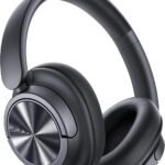 Hybrid Active Noise Cancelling Headphones 120H Playtime Wireless Headphones Bluetooth 6.0 Over Ear Headphones with 6 ENC HD Call Mic, Hi-Res 360° Spatial Audio ANC Headphone for Travel Workout Black