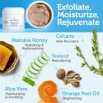 Manuka Honey Exfoliating Facial Scrub - Microdermabrasion Face Exfoliant | Gentle Moisturizing Exfoliator - Cleanse & Smooth Skin, Minimize Pores - With Organic Aloe Vera & Natural Cehami Extract 2oz - Image 2