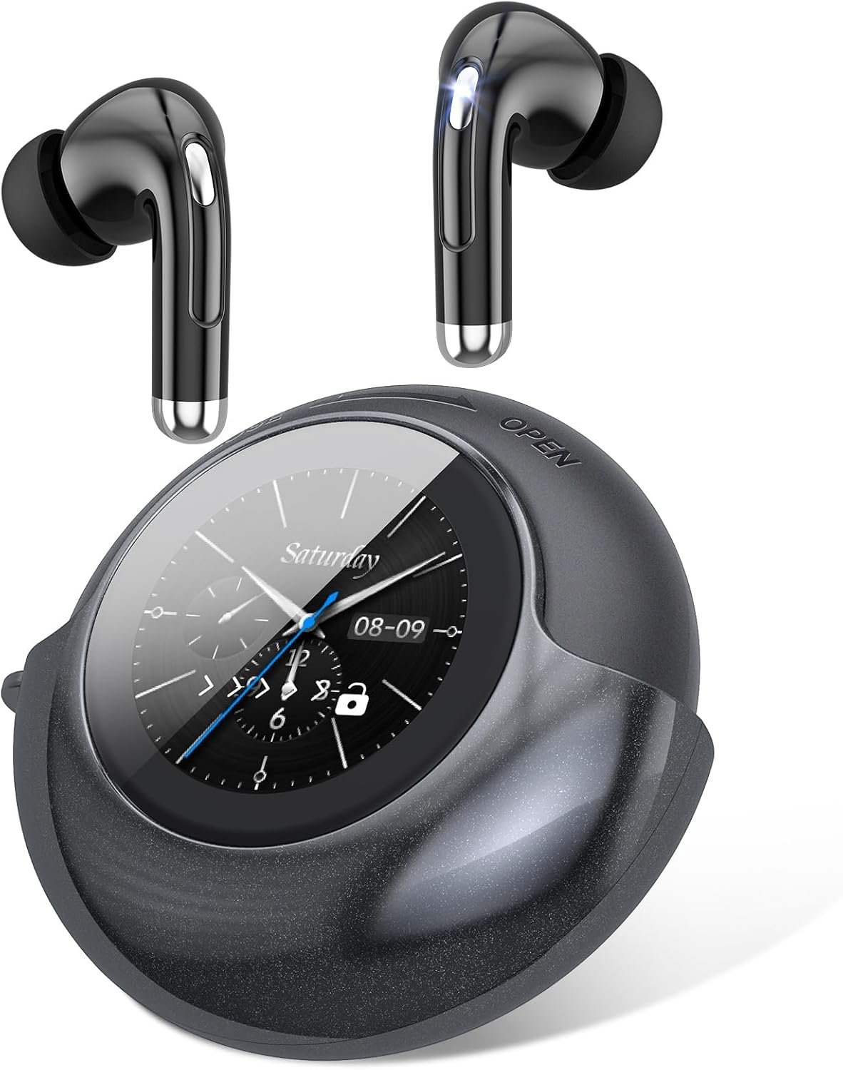 71LiHmn5oYL._AC_SL1500_.jpg TRAUSI Wireless Earbuds with Smart Touch Screen & 180° Rotating Case – Bluetooth 5.4 Headphones, Noise Cancelling Ear Buds, Stress Relief Design Earphones - Image 1