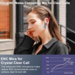 Wireless Earbud, 75H Bluetooth 5.4 Headphones Sport IP7 Waterproof, Running Wireless Earphones with ENC Noise Canceling Mic, 3D Bass Over Ear bud with Earhooks for Android, iOS, Workout, Gym, Rosegold - Image 5